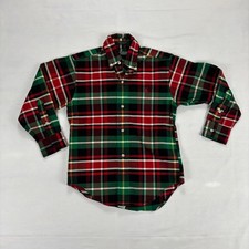 Polo Ralph Lauren Kids Plaid Button Down Shirt Red Green Cotton Size S