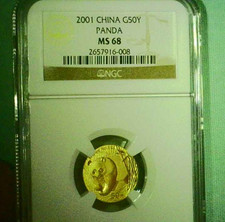 2001 Chinese gold Panda 1/10th ounce  50 Yuan  NGC MS68