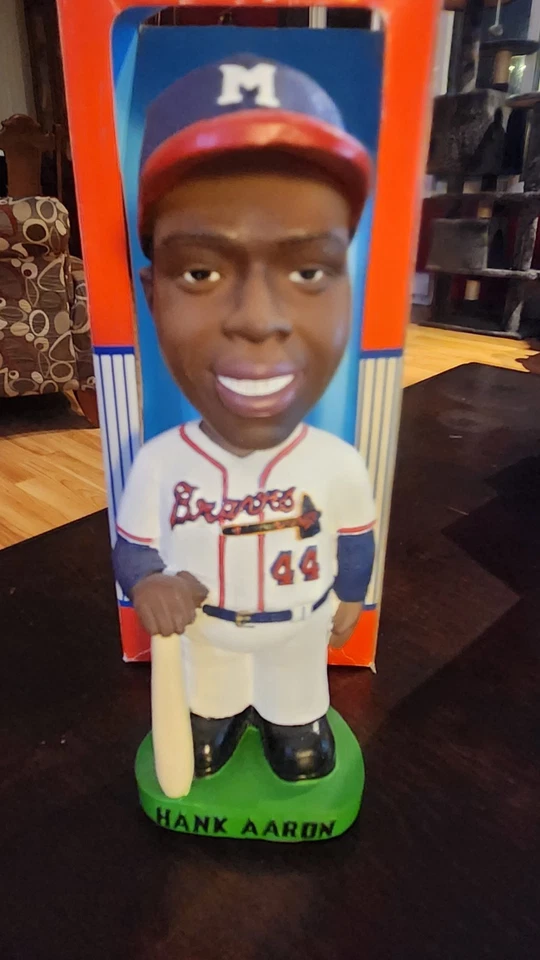 RARE 2001 Hank Aaron Milwaukee Braves Bobble Dobbles Hand Painted Bobblehead! - Image 2 of 3