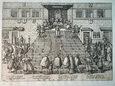 1574 Folio BRUSSELS Belgium Copper Engraving General Pardon FRANS HOGENBERG 