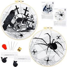 Dark Gothic Embroidery Kits for Beginners Adults, Halloween Hand Embroidery