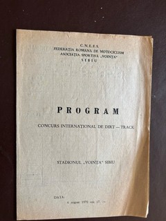 International Open Speedway Programme Vointa Sibiu Rumania 6/8/1970