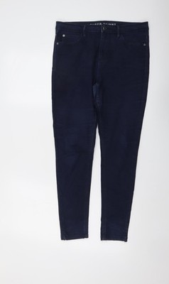 Marks and Spencer Damen Blau Baumwolle Skinny Jeans Größe 12 L27 Normal Knopf