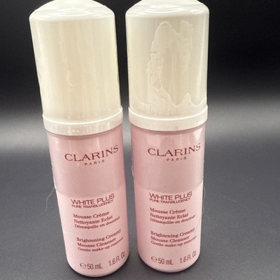 TWO  Clarins ~ White Plus ~ Mousse Creme Cleanser 1.6 fl oz / 50 ml X 2 SEALED