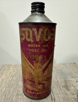 Vintage Oil Can Cone Top Paper Label SQVC-3 Texas Refinery Corp Rare Find Gas
