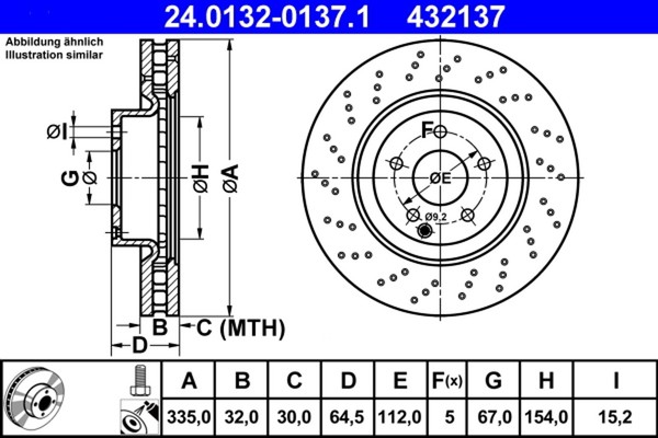 2X Bremsscheibe ATE 24.0132-0137.1 FüR Mercedes Klasse W221 V221 250 CDI 221 003-image