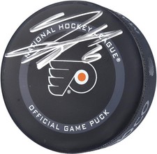 Travis Sanheim Philadelphia Flyers Signed 2021 Model Official Game Puck