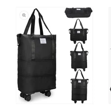 VOOWO Rolling Duffle Bag with Wheels, Expandable Foldable Duffle Bag for Travel,