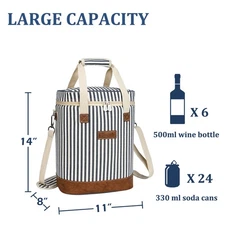 Wine Carrier Bag Insulated 6 Bottle Cooler Protection Carrying Tote Case Travel