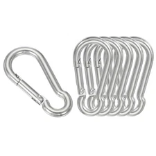 6 Pcs Spring Snap Hook M11 2.76" Stainless Steel Metal Clips, Silver