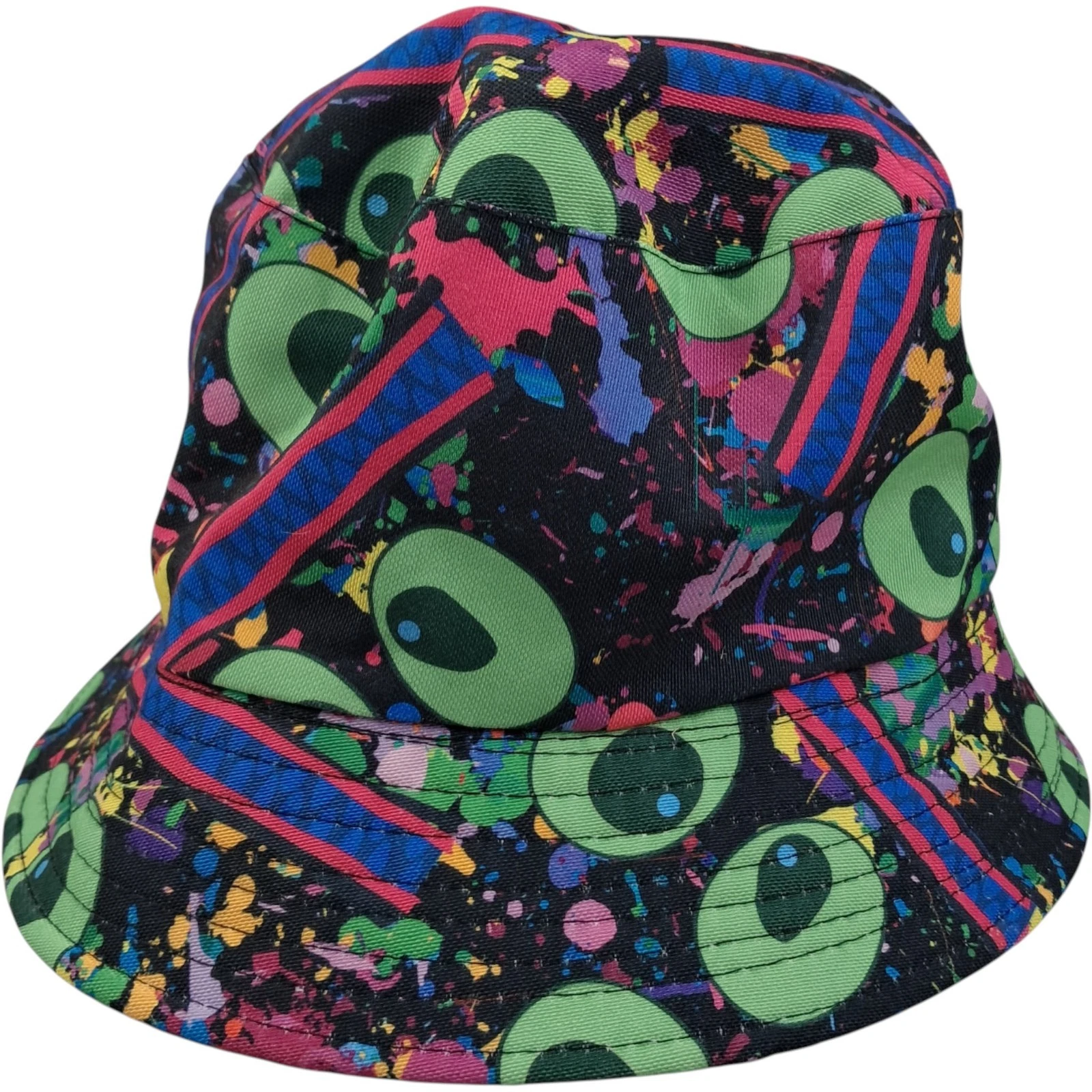 Bucket Hat One Size Men's Black / Green Cotton Casual Crazy Summer Rave