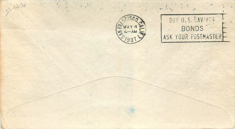 1937,  MACAU STAMPS, FIRST  FLIGHT,  TRANS PACIFIC ROUTE MACAU-SAN FRANCISCO USA - Image 2 of 2