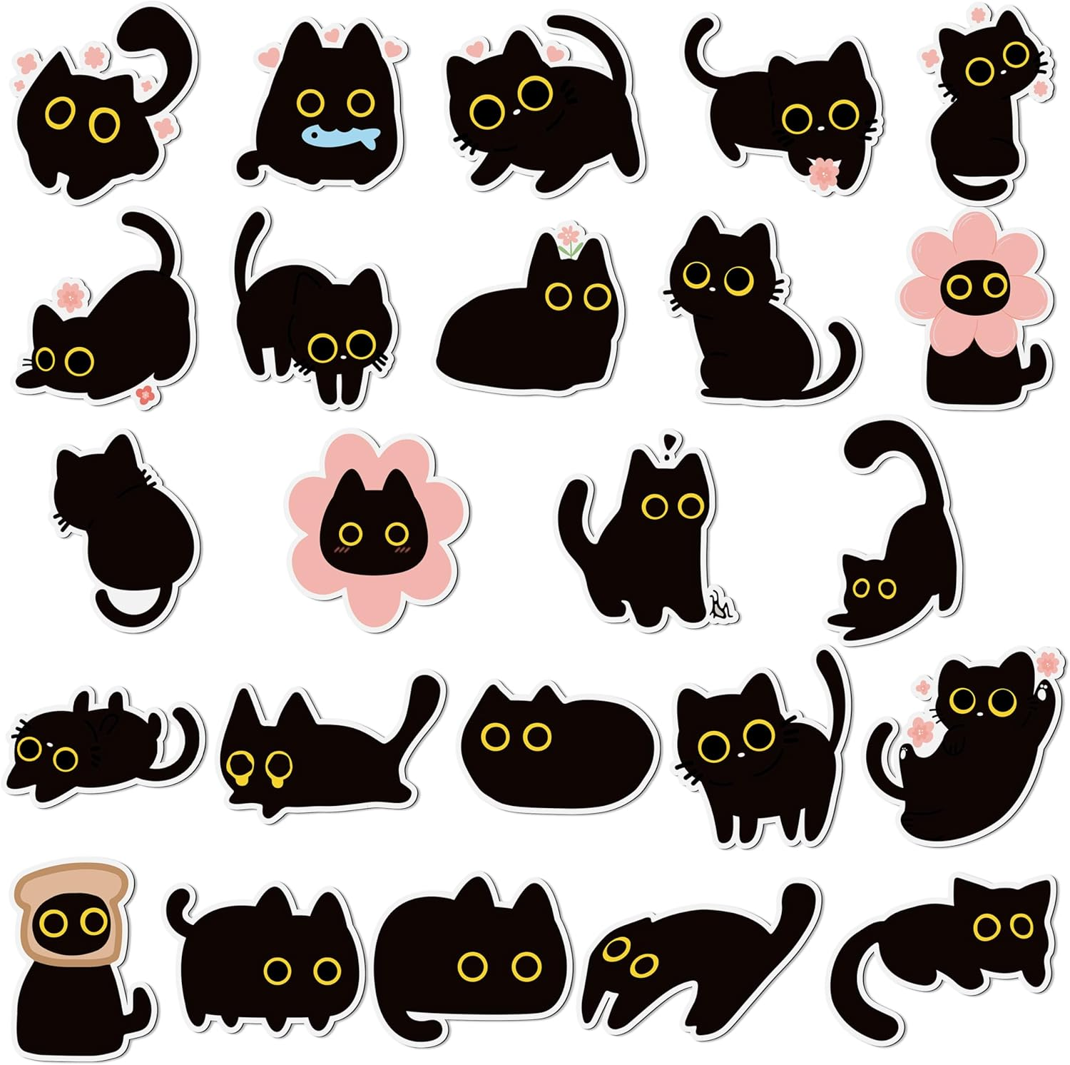 24Pcs Cute Black Cat Fridge Magnets, for Cat Lover, Funny Refrigerator Magnetic