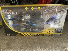 Two Sky Rover Stalker Helicopters Blue, And Green