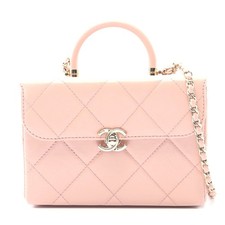 Chanel Matelasse Leather Top Handle Bag Women Pink One Size