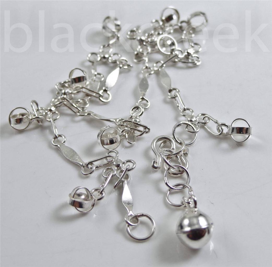 925 Sterling Silver 10.5 Inch Ankle Bracelet with 10 Hoop Charms