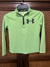 Under Armour Boys Youth Small Green Long Sleeve 1/4 Zip Loose Athletic Pullover