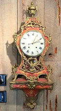 Antique 1820 French Silk Thread Wall Clock With Shelf