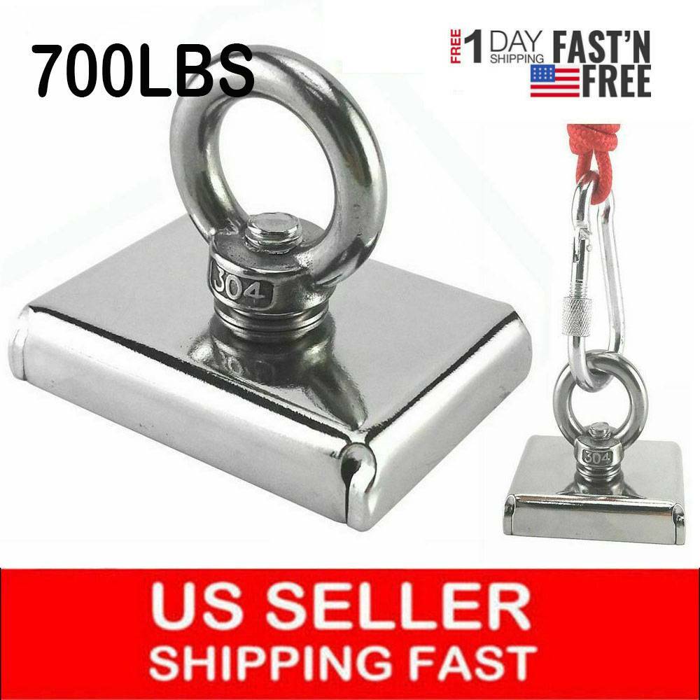 Upto 700 Lbs Fishing Magnet Kit Pull Force Strong Neodymium OR Rope ...