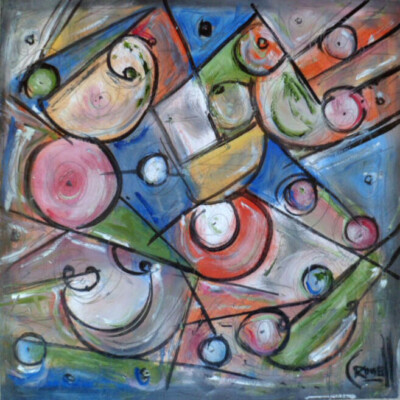 THE KUIPER BELT space 12X12 WOOD oil painting ASTEROIDS original  signed Crowell