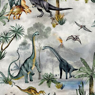 World Of Wallpaper Dinosaurier Kingdom Tapete Dekor Kinder Multi Grau 7700