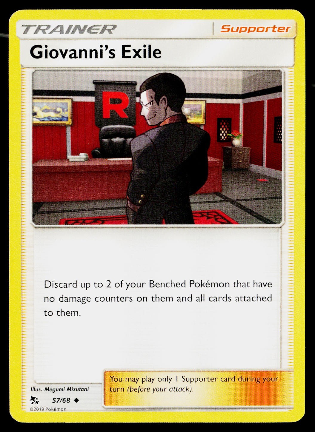 Giovanni's Exile, 57/68, Pokemon Trainer Trading Card, Supporter