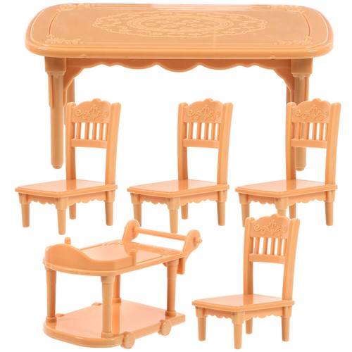 1 Set of Mini Dining Table Chair Set Doll House Mini Furniture
