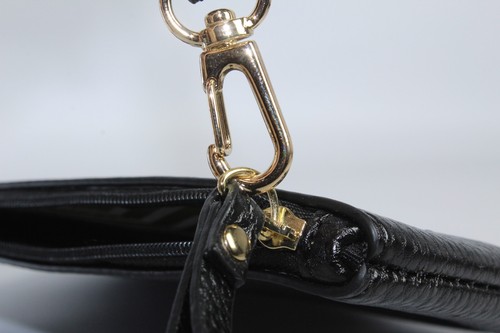 Lands' End Small Black Pebble Faux? Leather Zipper Pouch Wristlet Black - Picture 13 of 14