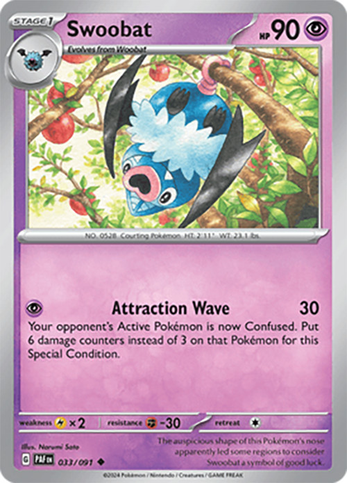 Swoobat - 033/091 - Uncommon - Paldean Fates - Pokemon - NM/M