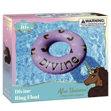 Afro Unicorn Divine Ring Float Kids Purple 39in Inflatable Pool Toy New