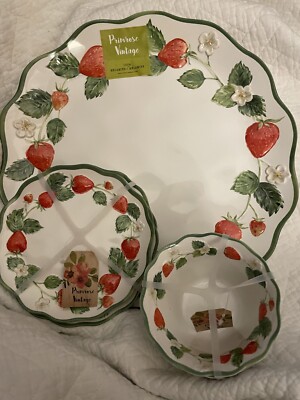 食器 primrose Primrose Vintage Strawberry Fields 14” Tray & Dessert Plates