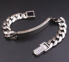 Brazalete de identificación de eslabones cubanos con cadena de plata esterlina 925 sólida de 1 pieza 31 g/7,4 pulgadas