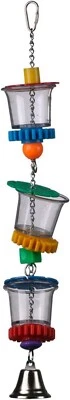SUPER BIRD CREATIONS Foraging Bottom’s Up Bird Toy with Clear Acrylic Cups, M/L Parrot / Bird Size