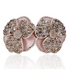 Huge Flowers Pink Rhinestone Crystal Hair Clip Barrette Ponytail Holder B7150p