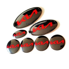 7x/SET BLACK/R KN Front & Trunk Steering Wheel Badge Sticker for OPTIMA K5 FORTE