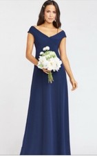 Show Me Your Mumu Zurich Knot Gown Maxi Dress V Neck Navy Stretch Crepe XS