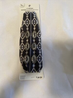   Bead Landing Hair Boutique Headband   Gray & Black   Boho Style   NEW