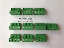 4 Pin 7.62 mm Phoenix Connector Green Contact Plug PCB Terminal Block Lot of 10