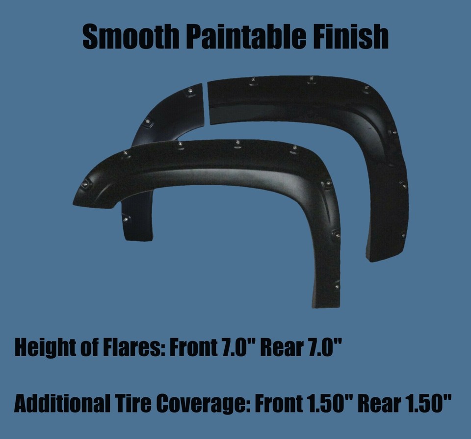 Paintable Pocket Rivet/Bolt Style Fender Flares – Full 4-Piece Set For 2016-2017 Toyota Tacoma 5 thumbnail image