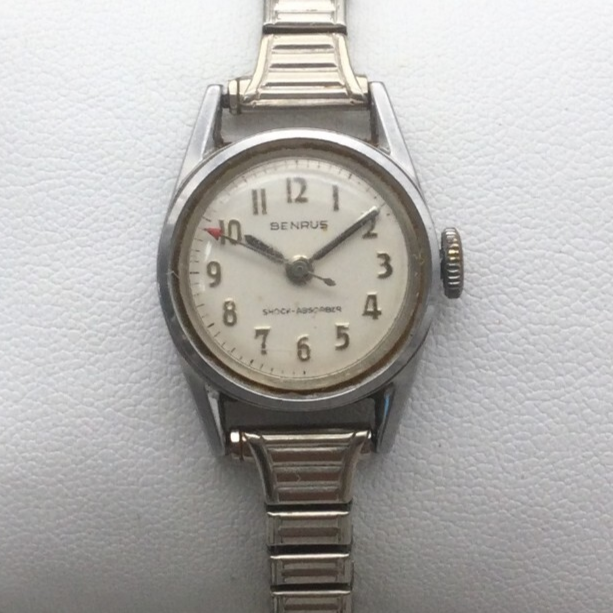 Vintage Benrus Watch Women 20mm Silver Tone Stretch Band 