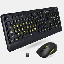 X9 Performance Large Print Keyboard and Mouse Wireless Combo - 4x Larger Over...