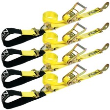 Vulcan Axle Tie Down Strap Snap Hook Ratchet - 2 X 114 4 Pack - 3300 Lbs Swl