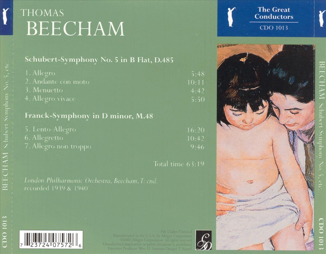 THOMAS BEECHAM BEECHAM CONDUCTS SCHUBERT & FRANCK NEW CD