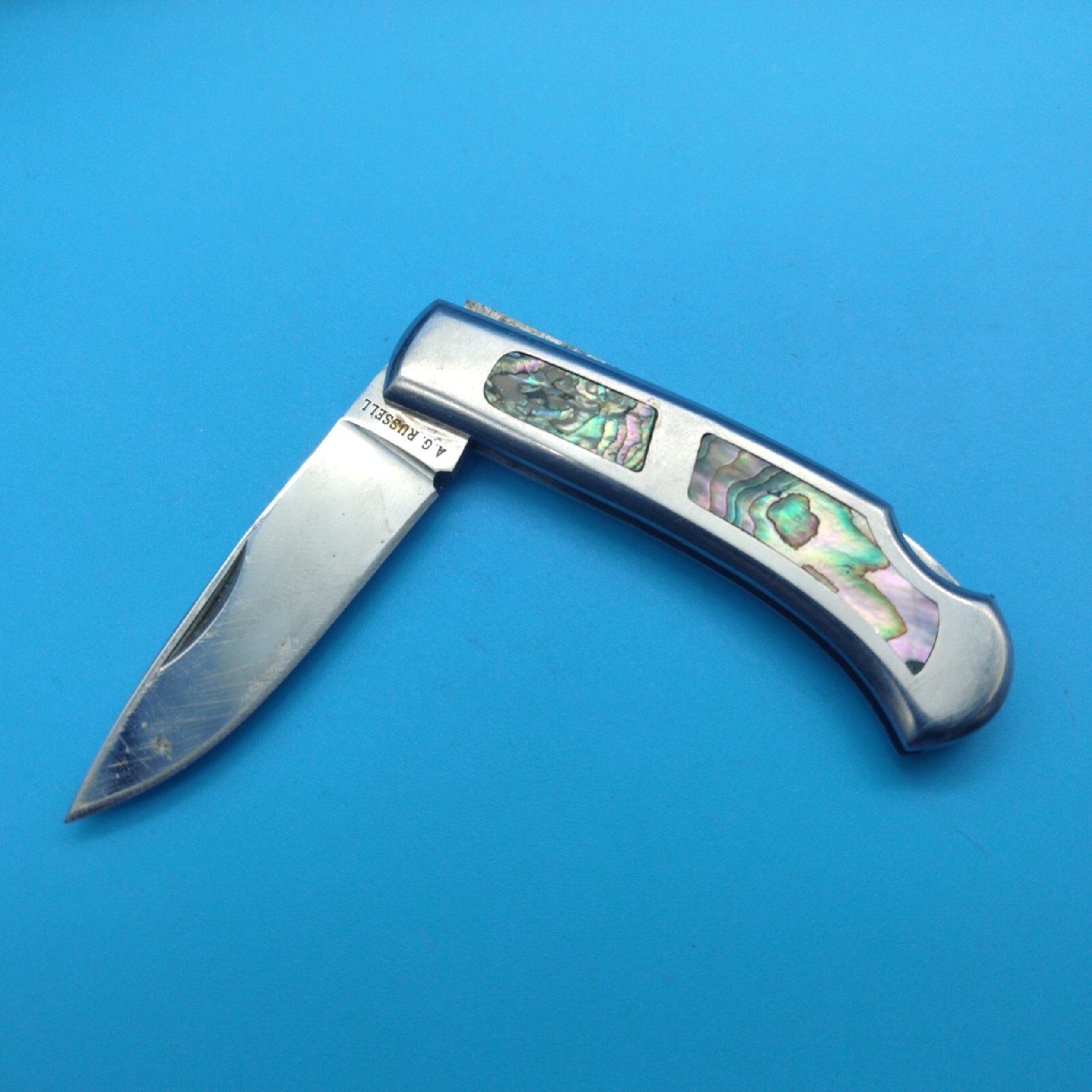 A. G. Russell Small Folding Pocket Knife Mother Of Pearl Handle Made In