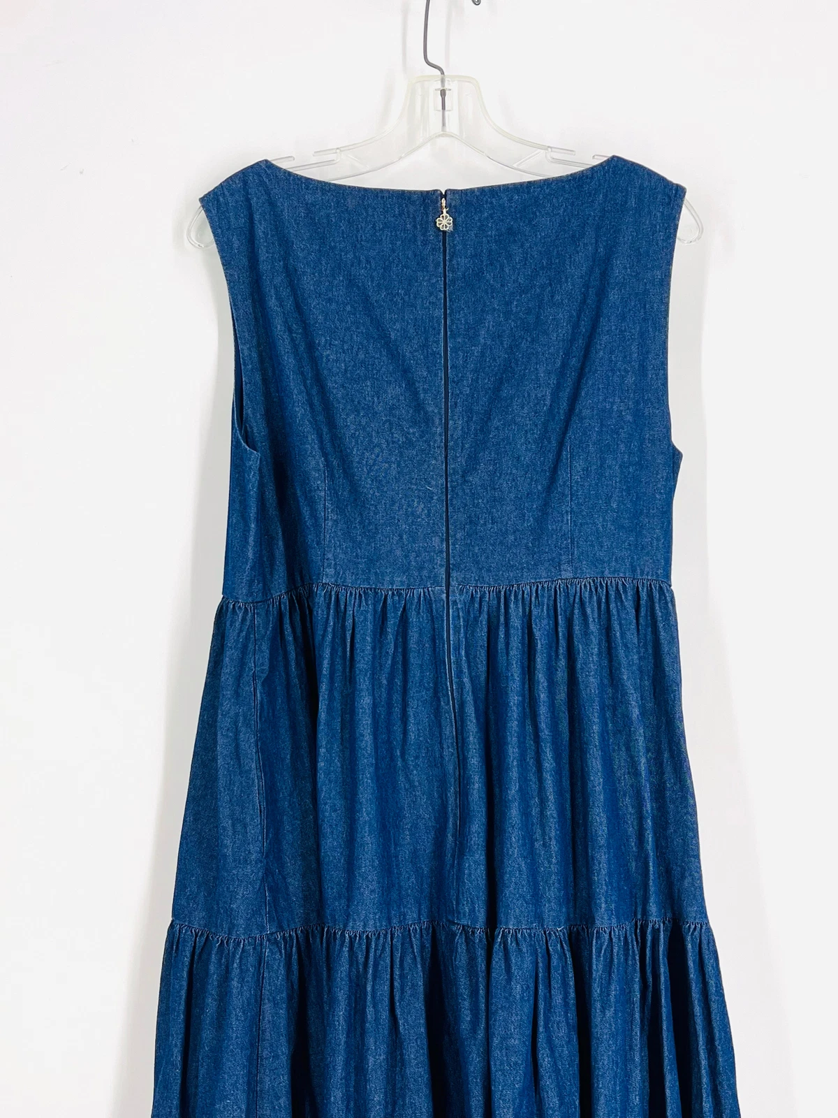 Maxi abito firmato Kate Spade taglia 12 denim a strati NUOVO