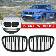 Gloss Black Dual Slats Front Hood Kidney Grill Grille Fit BMW X1 E84 2009-14 SUV
