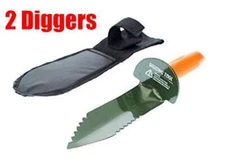 SET OF 2 SERRATED EDGE DIGGERS  FOR METAL DETECTING GARDENING OUTDOOR 12" SHOVEL