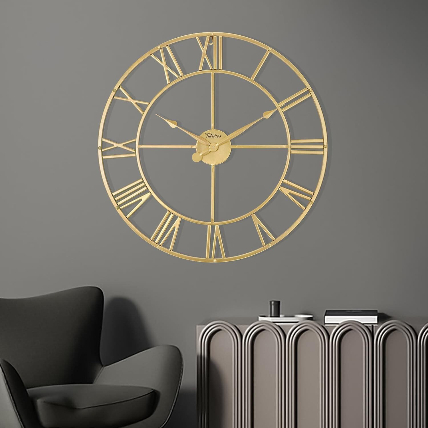 ️ Tulivios Large 24" Vintage Farmhouse Wall Clock – Boho Metal Wall Art