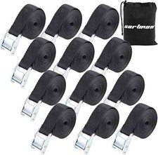 CARTMAN 12 Pack Lashing Straps 1" x12ft Tie Down Straps Cam Buckle