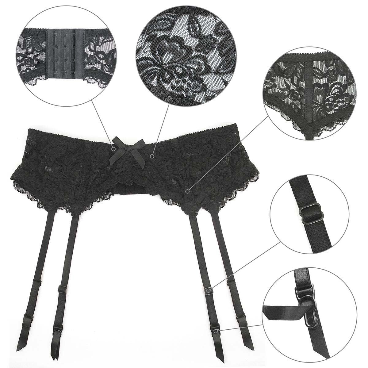 amazon garter belt and stockings Lace Top Thigh High Stocking with Garters – YOMORIO main image 1